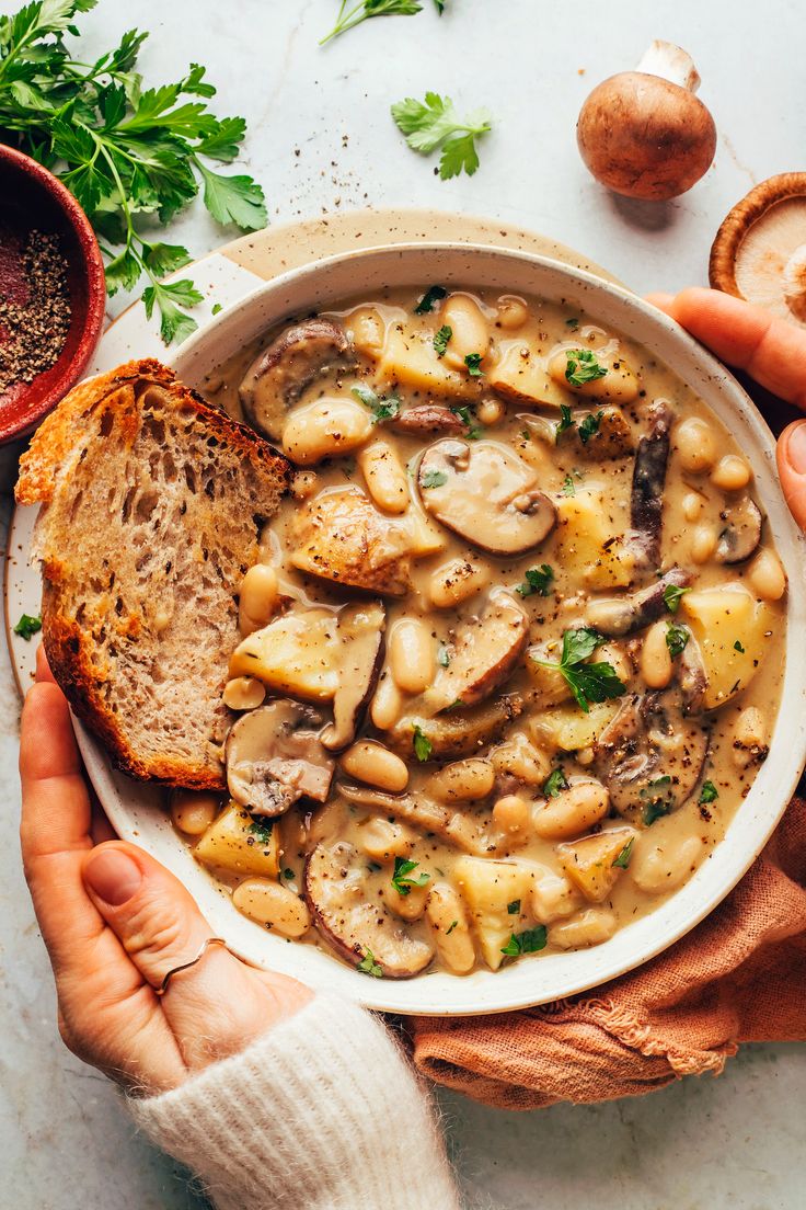 Cozy White Bean Mushroom and Harissa Stew