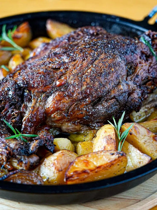 Smoky Chipotle Harissa Lamb with Potatoes and Onions
