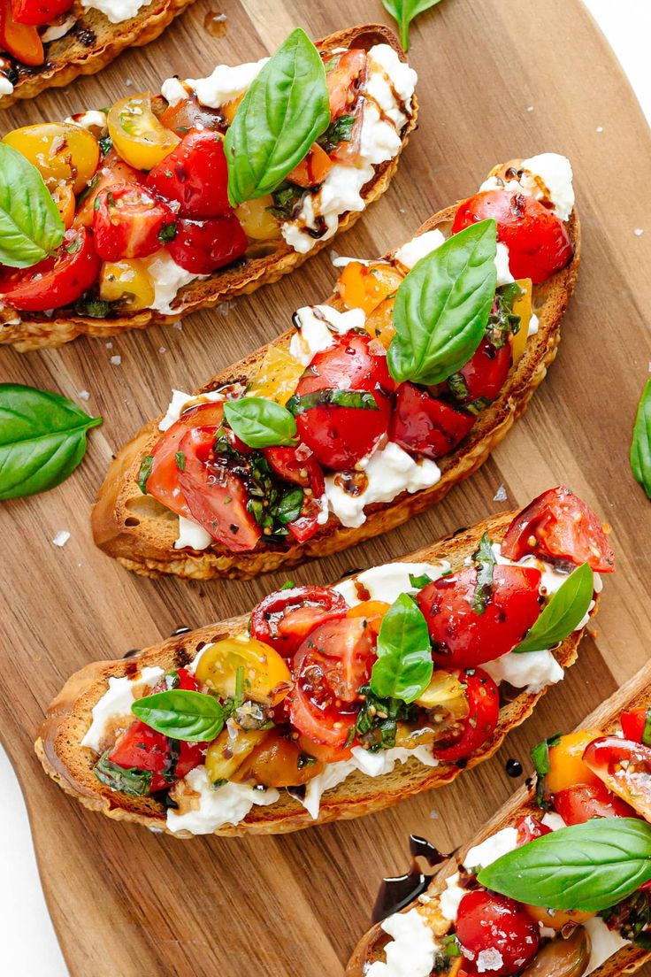 Burrata Bruschetta with Tomato Topping and Truffle Harissa