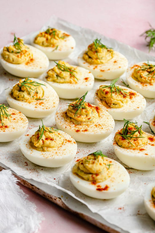Truffle Harissa Deviled Eggs
