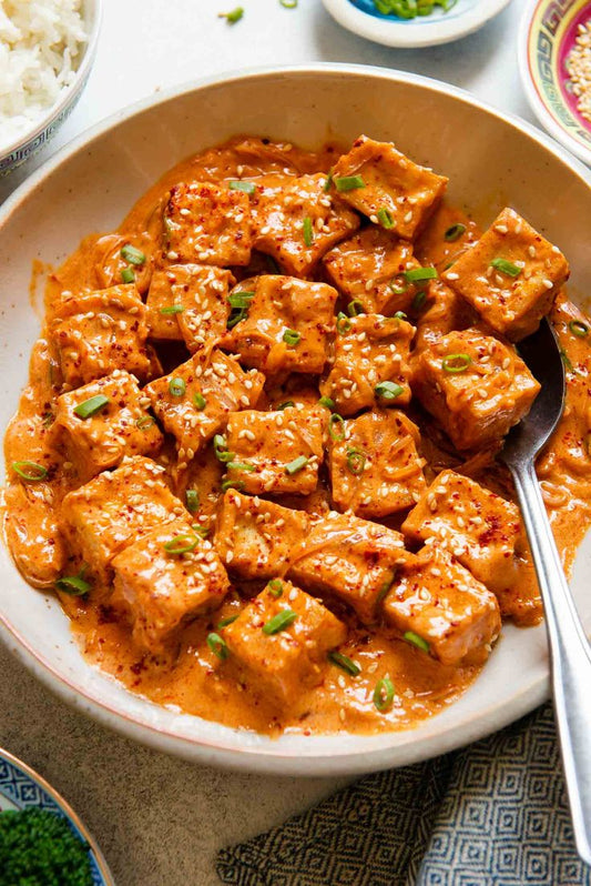 Spicy Tofu with Creamy Coconut and harissa Sauce